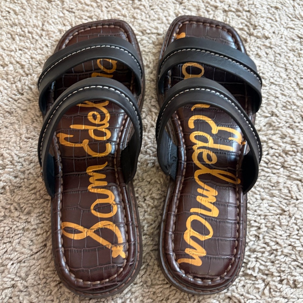 Sam Edelman Leather Haydee stitch slide sandal - Picture 3 of 5